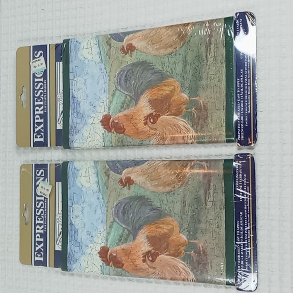 Expressions Rooster Prepasted Washable Wall Borders 5 Yards Each Vintage Look